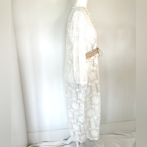NWT Caterina RICCI Italian made Lace with fringe Beach Coverup - Picture 4 of 9